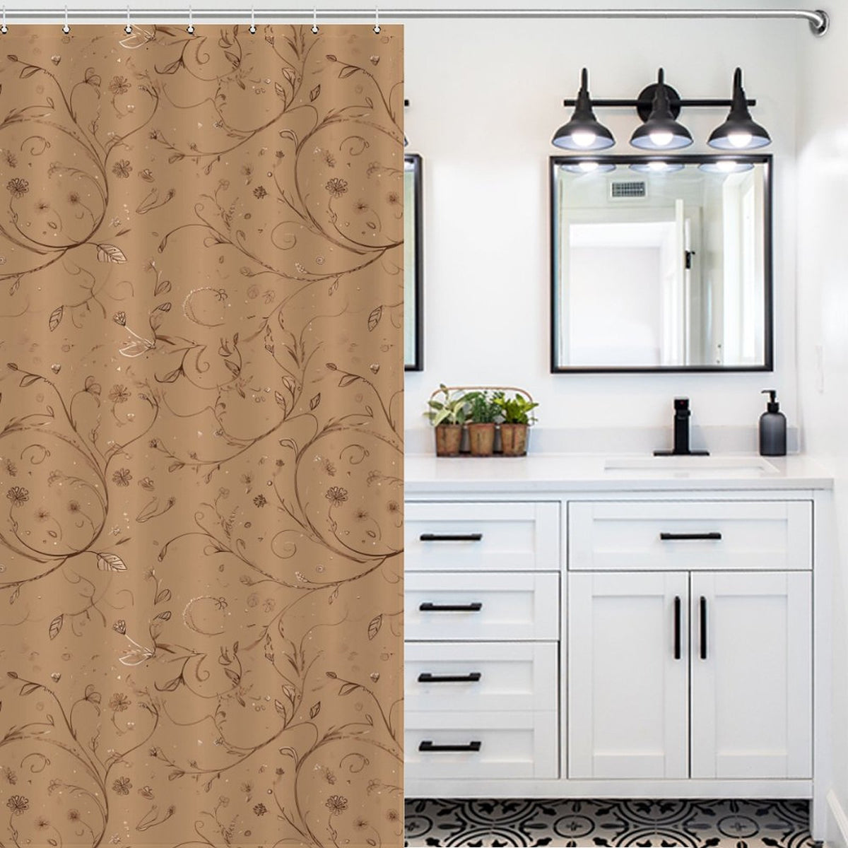 Brown shower curtain