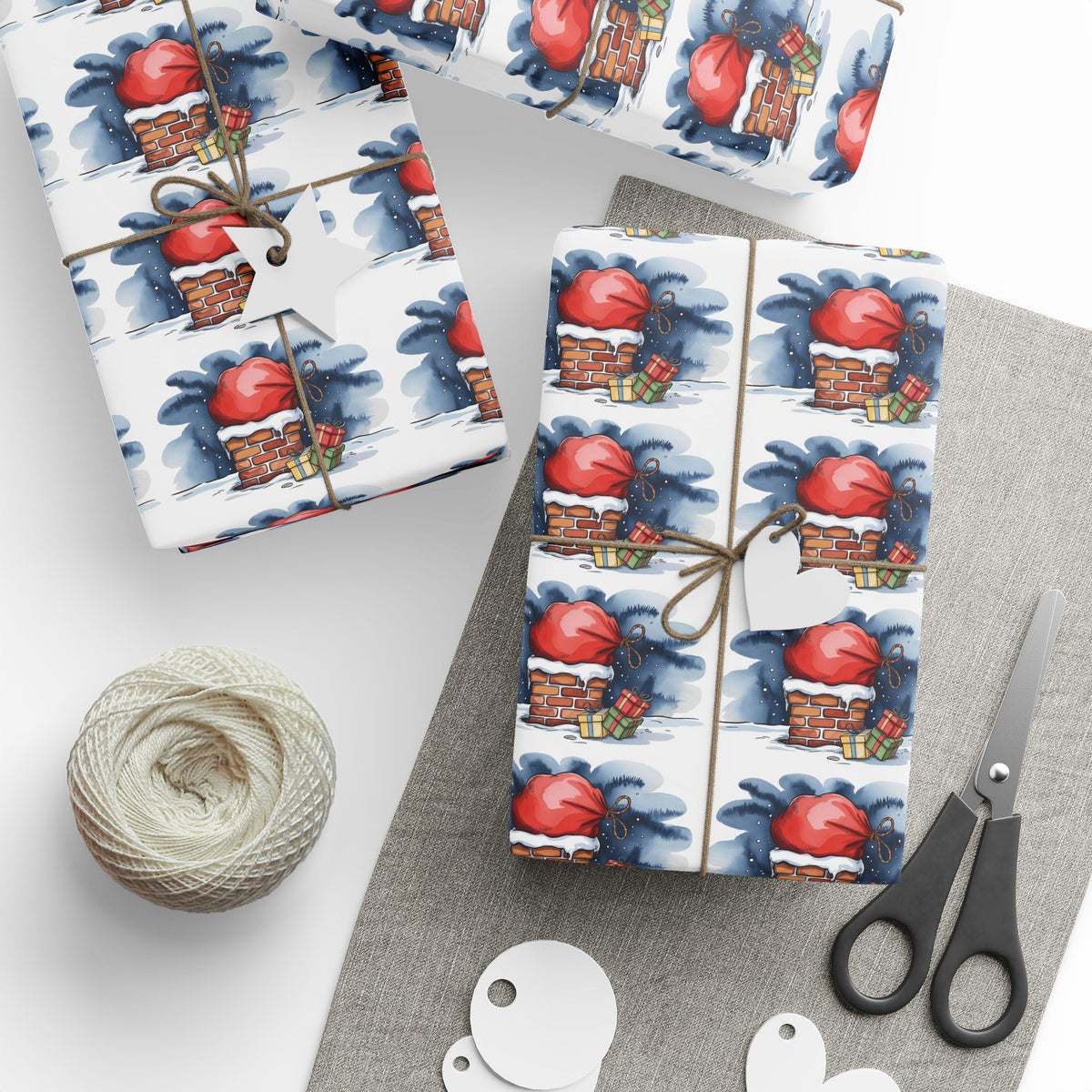 Wrapping Paper - Cute Cartoon Heart and Gift Pattern, Valentine’s Day & Birthday Gift Wrap
