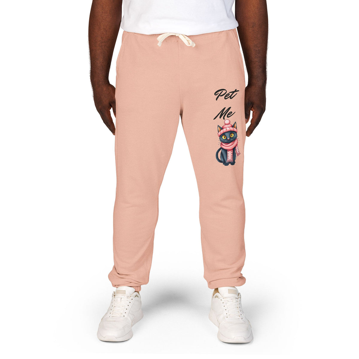 Sweatpants — Colorful Cosmic Cat Graphic "Pet Me" Joggers