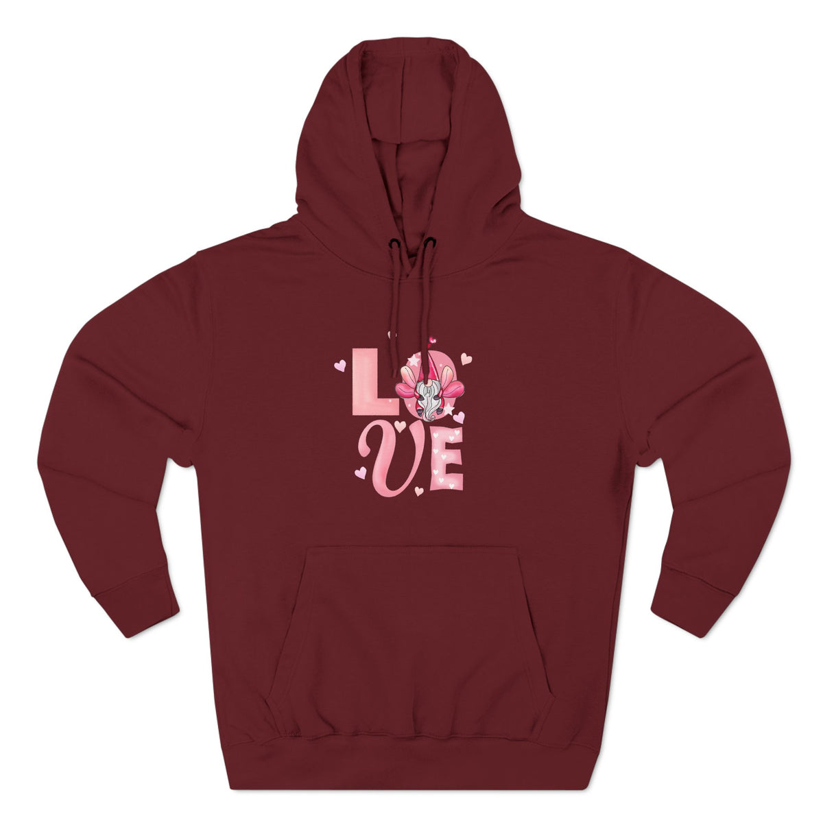 Love Blossom Hoodie — Pink Floral "LOVE" Graphic Fleece Hoodie