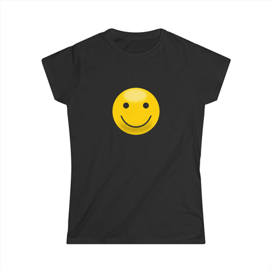 Smiley Face Women's Softstyle Tee, Casual T-Shirt, Happy Graphic Tee, Summer Shirt, Birthday Gift, Everyday Wear