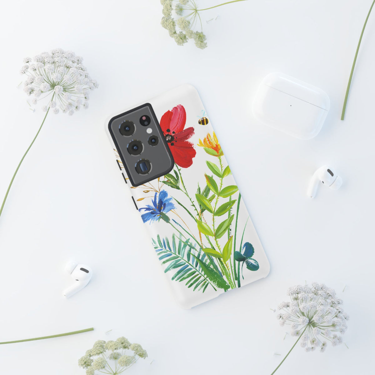 Floral Watercolor Tough Phone Case — Wildflower Bouquet Protective Cover