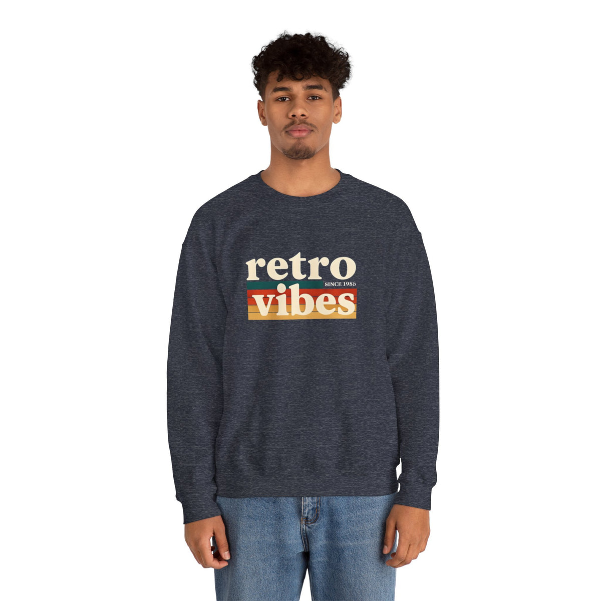 Retro Vibes Crewneck Sweatshirt, Unisex Vintage Style, Cozy Fall Fashion, Gift for Music Lovers, Chill Weekend Wear