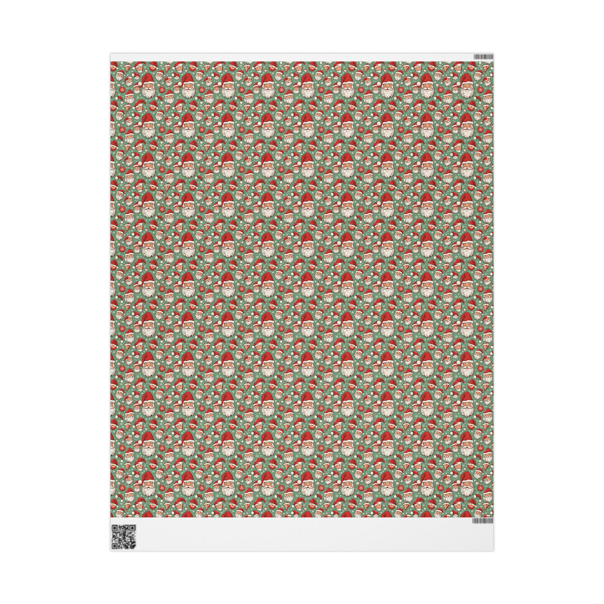 Christmas Santa Face Wrapping Paper Roll — Festive Green Holiday Gift Wrap