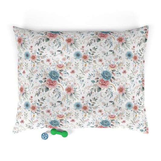 Floral Pet Bed - Cozy Furry Dog & Cat Bed, Decorative Cushion for Pets, Gift for Pet Lovers, Comfortable Pet Sleeping Pad