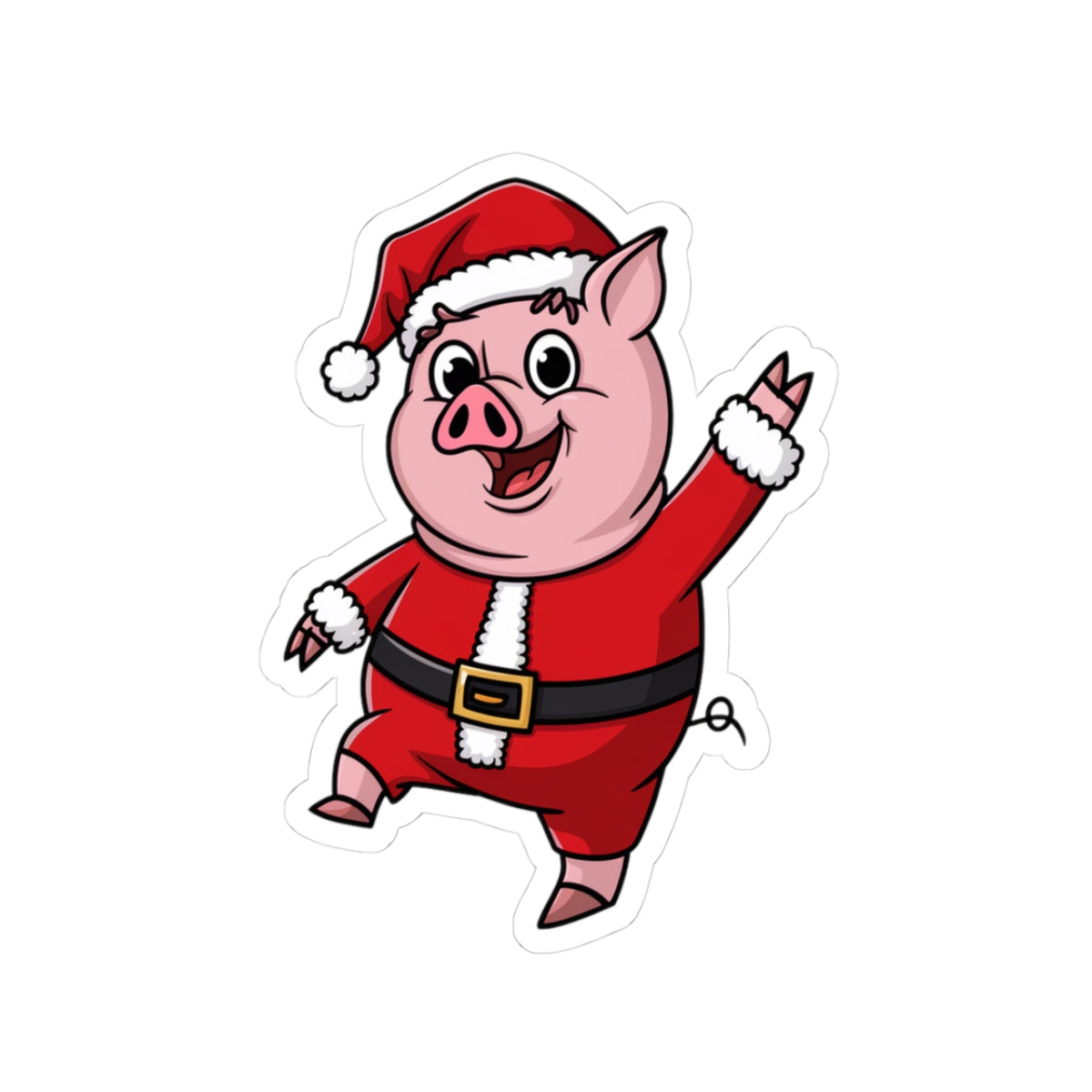 Festive Santa Pig Kiss-Cut Stickers | Christmas Decor, Gift Wrapping, Holiday Cards, Laptop Stickers, Fun Holiday Accessories