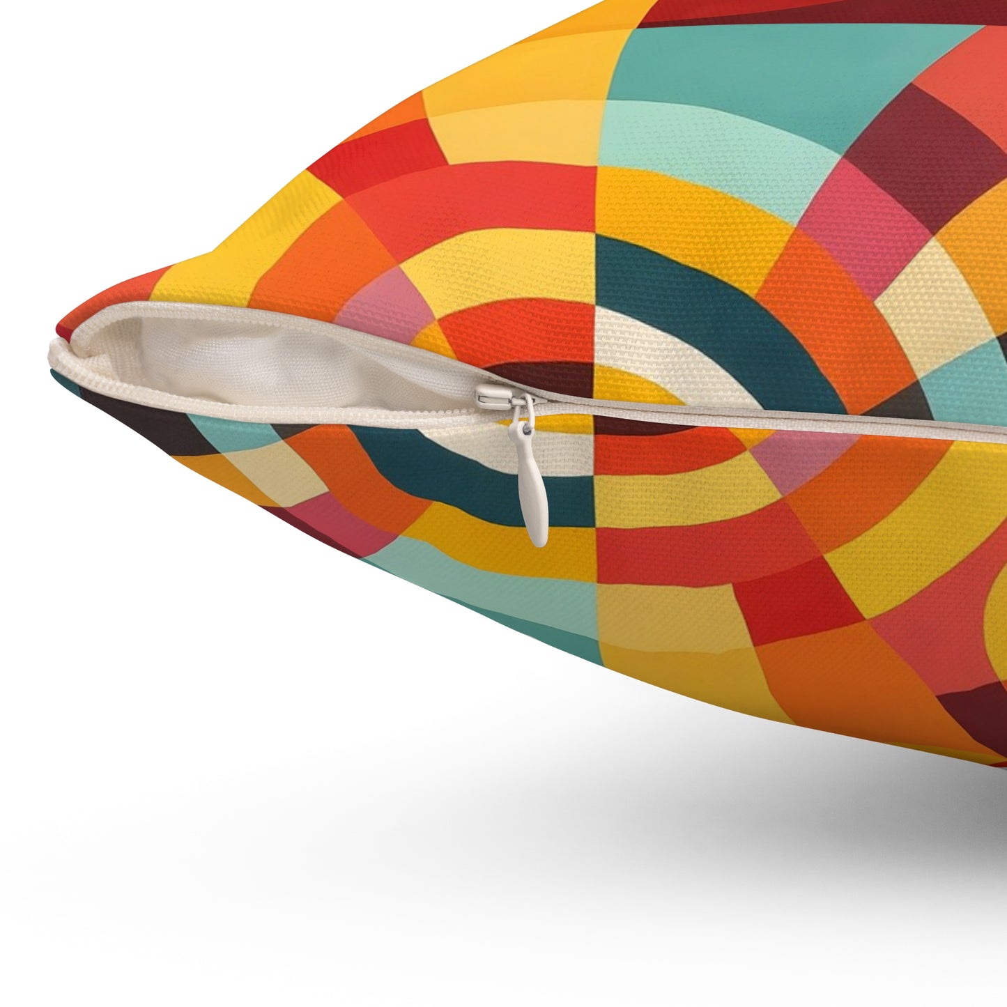 Retro Geometric Throw Pillow — Colorful Mid-Century Modern Accent Cushion
