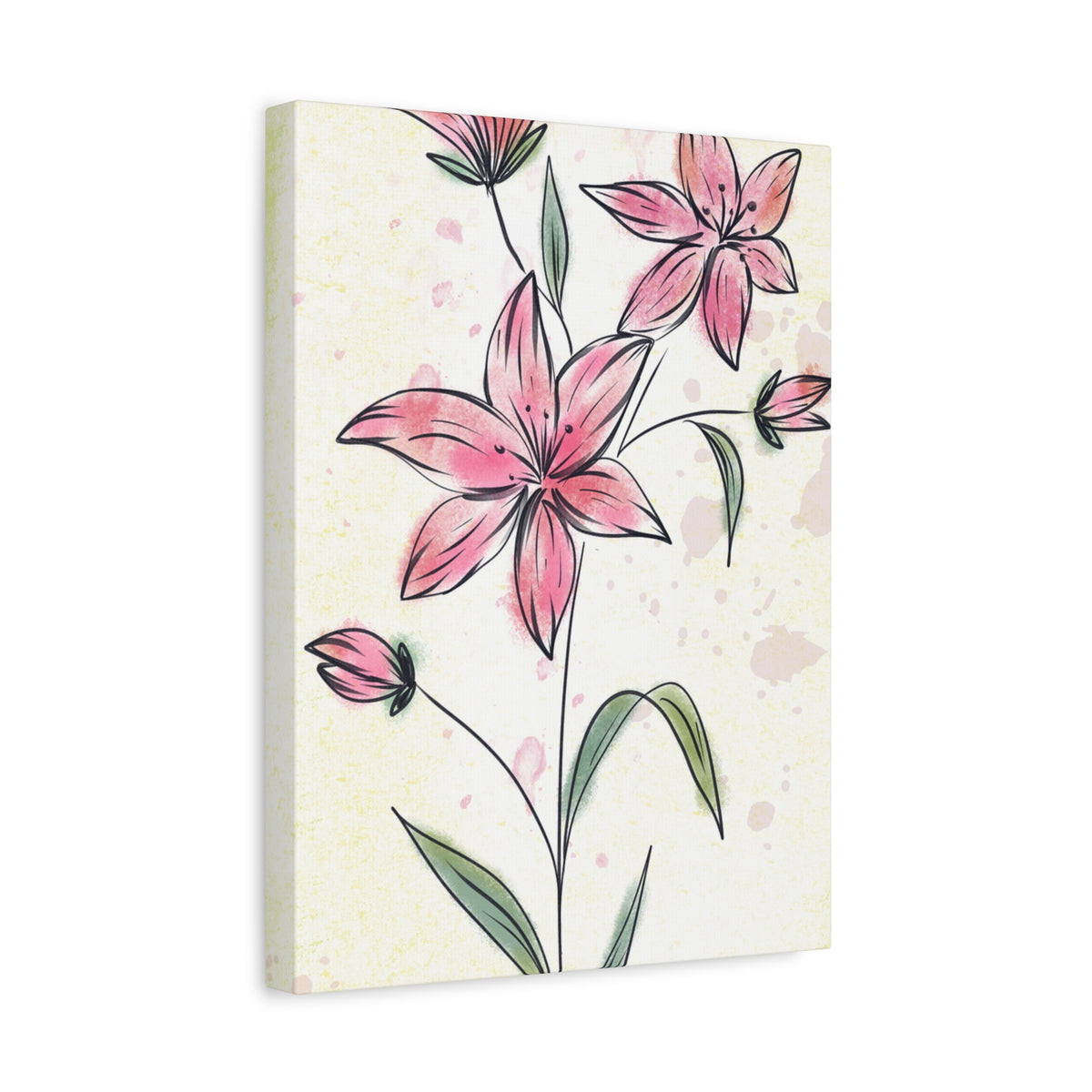 Matte Canvas, Stretched, 1.25" Tulips Pink Flowers