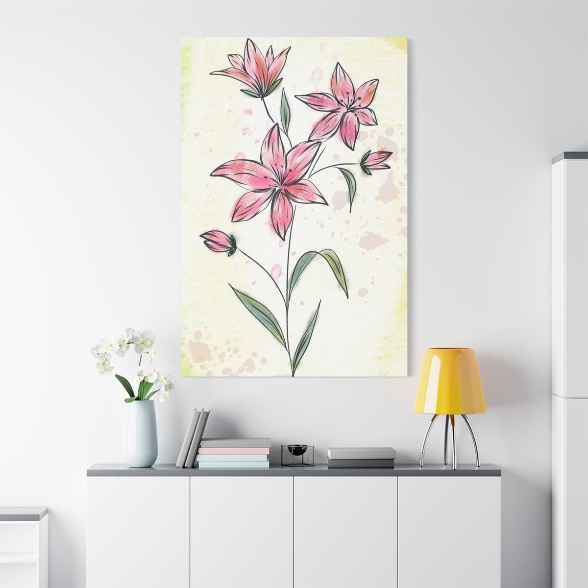 Matte Canvas, Stretched, 1.25" Tulips Pink Flowers
