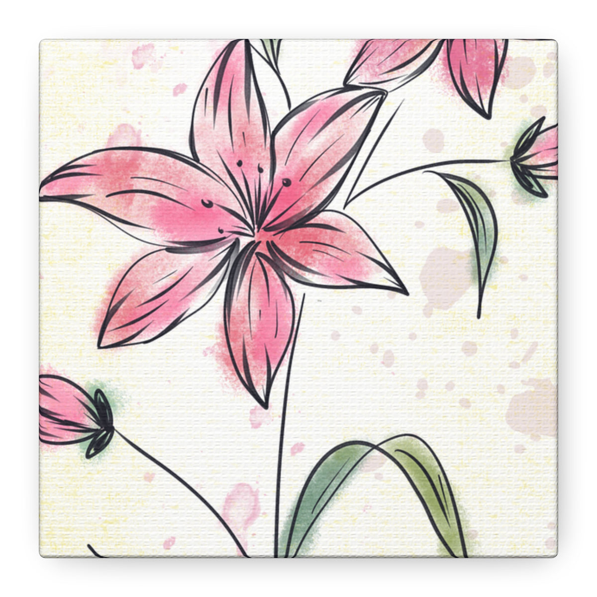 Matte Canvas, Stretched, 1.25" Tulips Pink Flowers