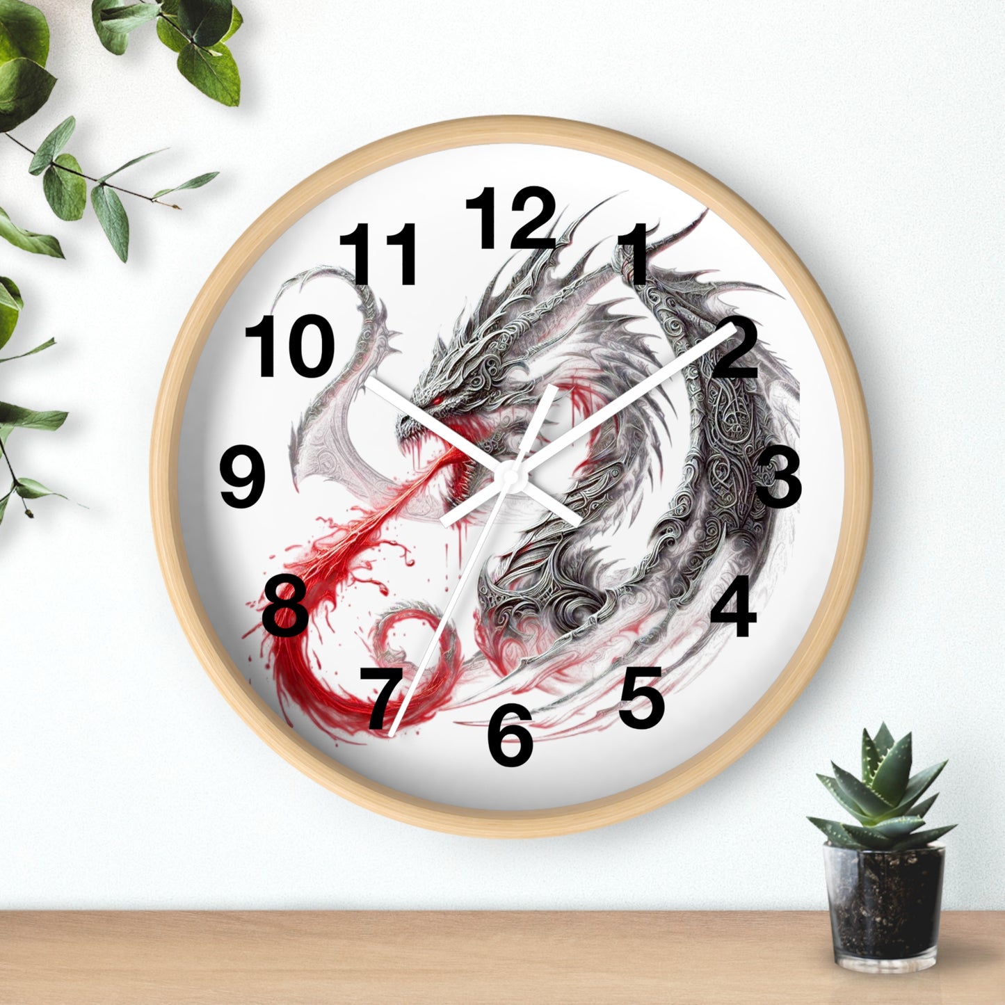 Dragon Wall Clock — Red Breath Mythical Timepiece for Fantasy Fans