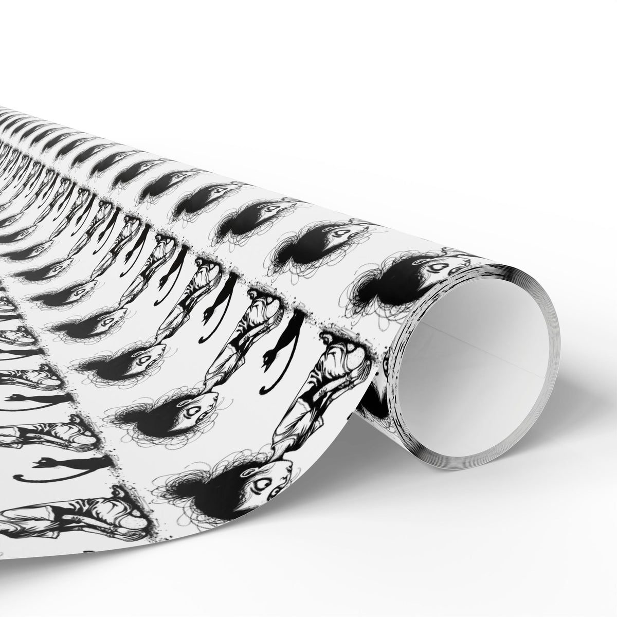 Wrapping Paper Roll — Black & White Repeating Eye Pattern