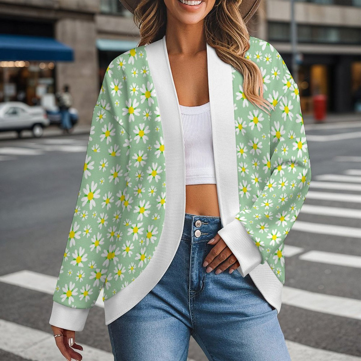Women's Drop Shoulder Cardigan Daisy
