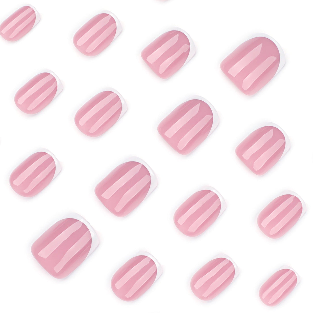 Classic French white edge wearing nail piece Short square nail piece Simple press on nails Fake nails – Image 3