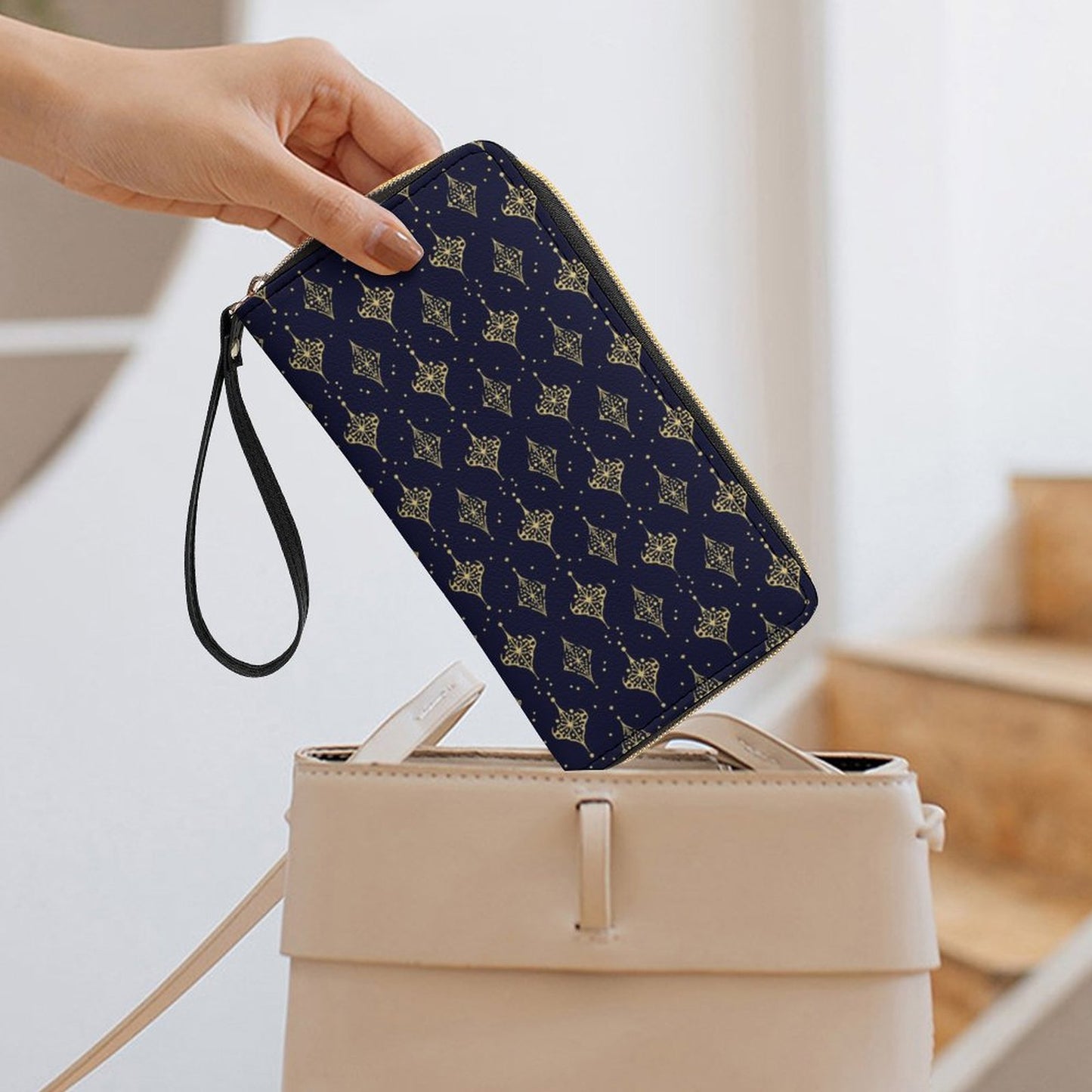 Leather Wallet with Wristlet Strap