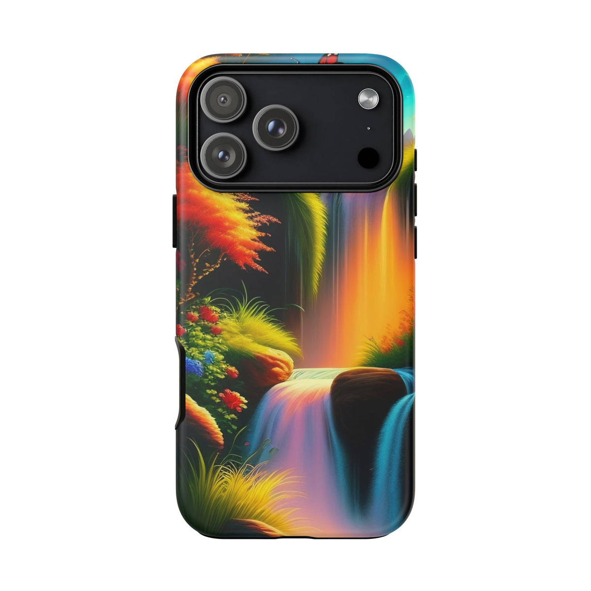 Phone Case - Vibrant Waterfall Landscape with Butterfly | Colorful Nature Protective Case