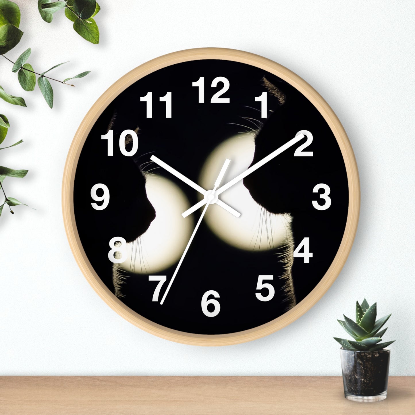 Silhouette Cat Wall Clock — Moonlit Cat Lovers Decor