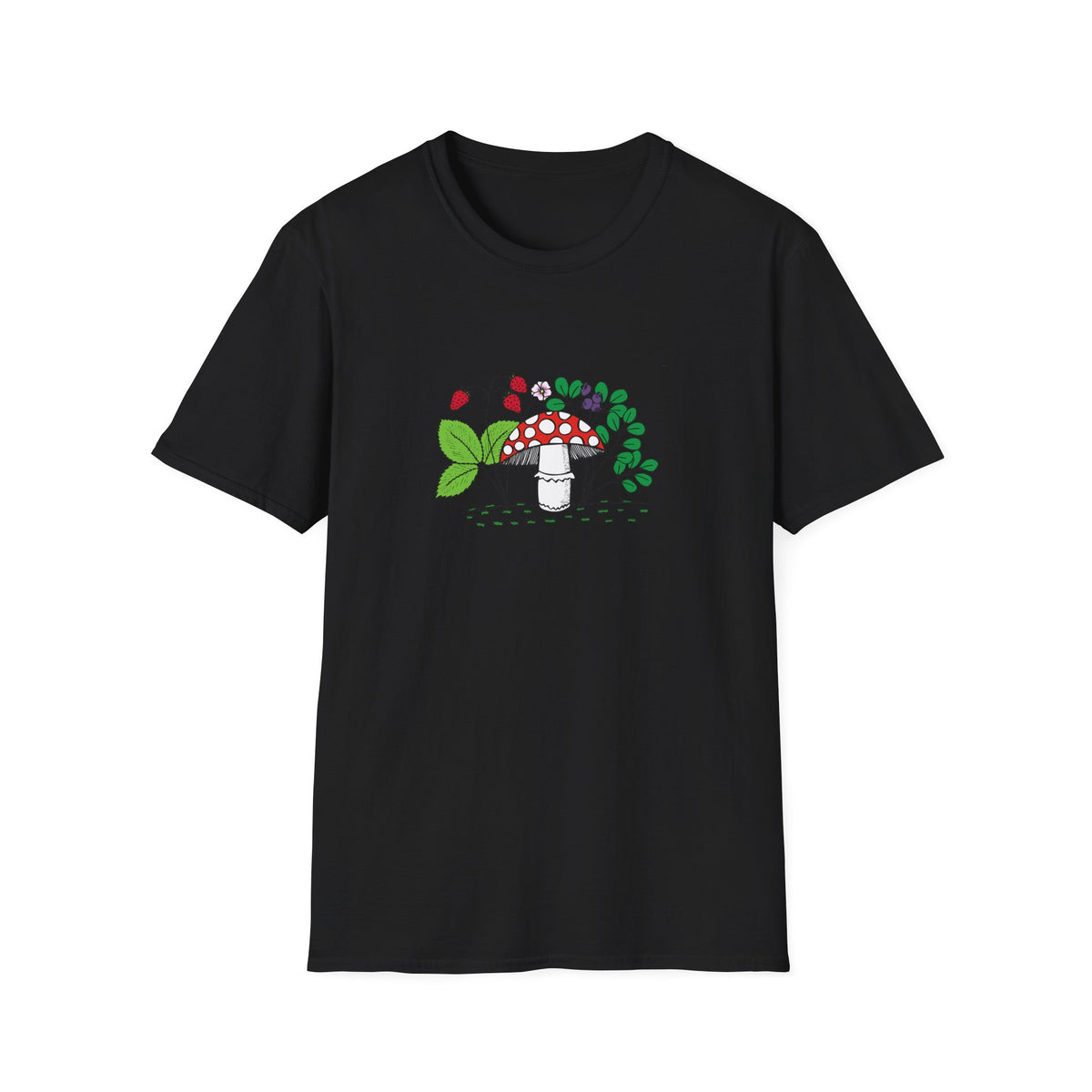 Whimsical Mushroom T-Shirt for Nature Lovers, Casual Tees, Gift for Gardeners, Unisex Softstyle Shirt, Eco-Friendly Apparel