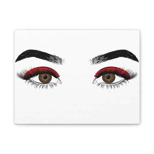 Red Lashes Wall Art Canvas — Glam Eyes Makeup Decor