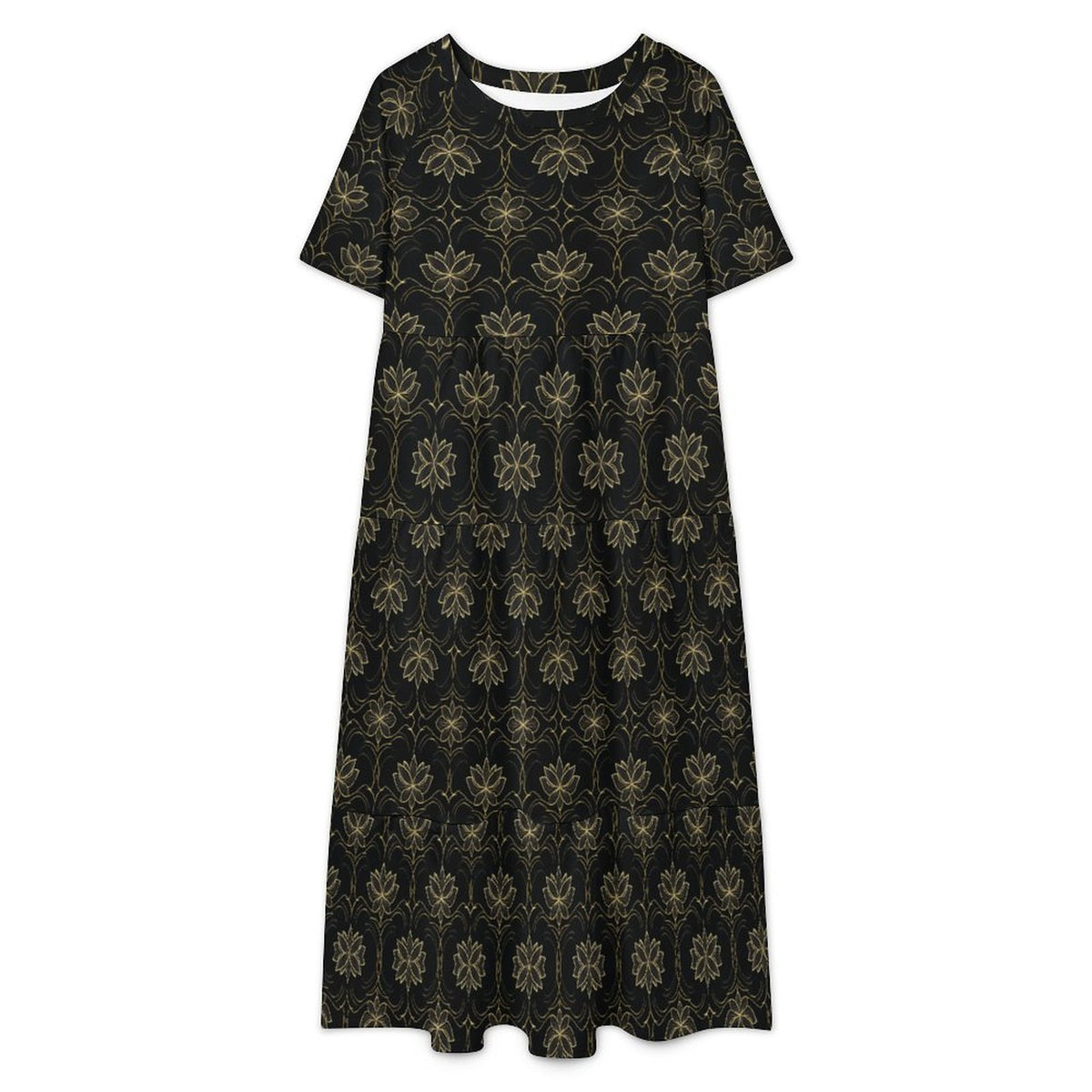 Wide Round Neck 3/4 Sleeve Long Dress