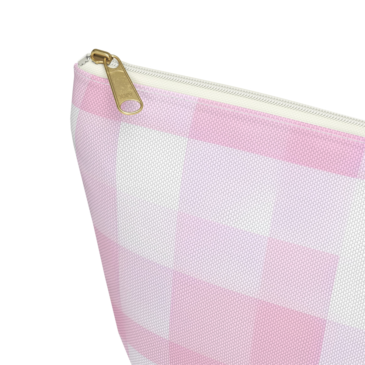 Pink Gingham Accessory Pouch — T‑Bottom Makeup & Toiletry Bag