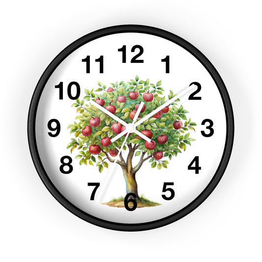 Apple Tree Wall Clock, Vintage Home Decor, Rustic Clock for Kitchen, Gift for Gardeners, Unique Wall Art