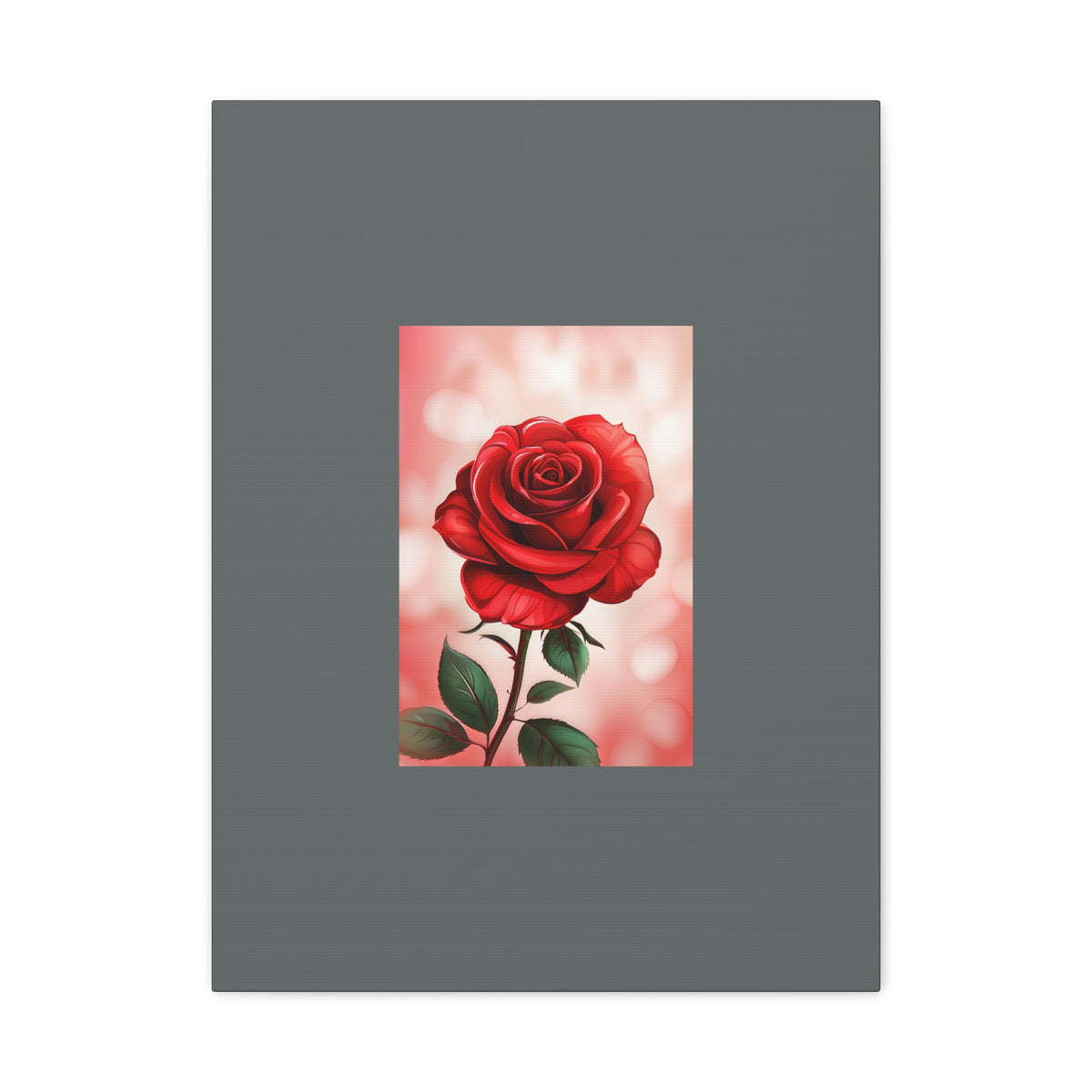 Red Rose Vertical Matte Canvas Print — Romantic Floral Wall Art