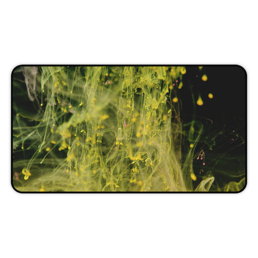 Abstract Yellow Ink Desk Mat — Vibrant Liquid Art Mouse Pad