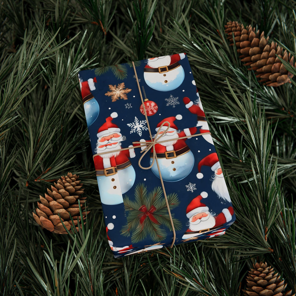 Christmas Snowman & Santa Wrapping Paper Roll — Festive Holiday Gift Wrap