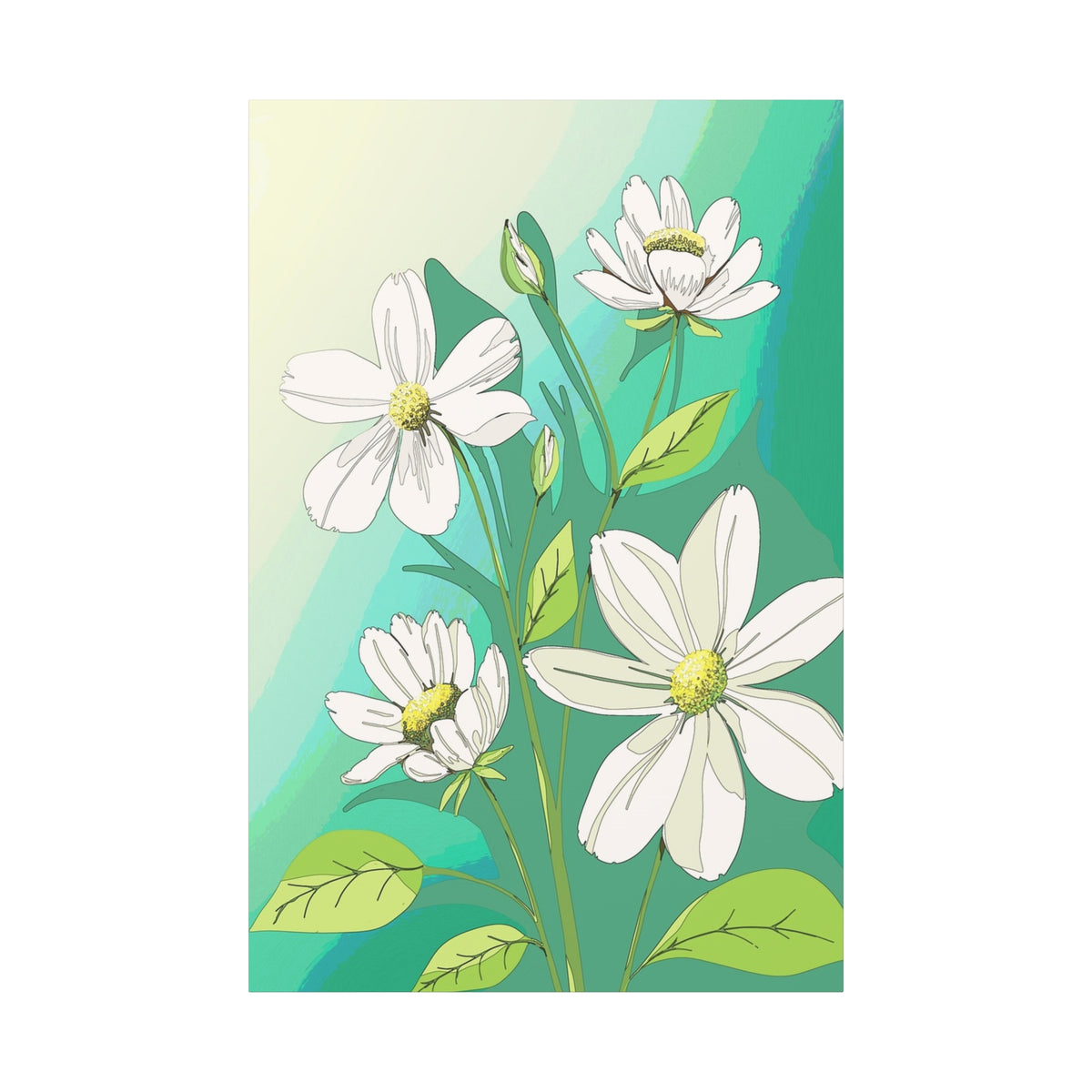 Matte Canvas, Stretched, 1.25" White Flowers
