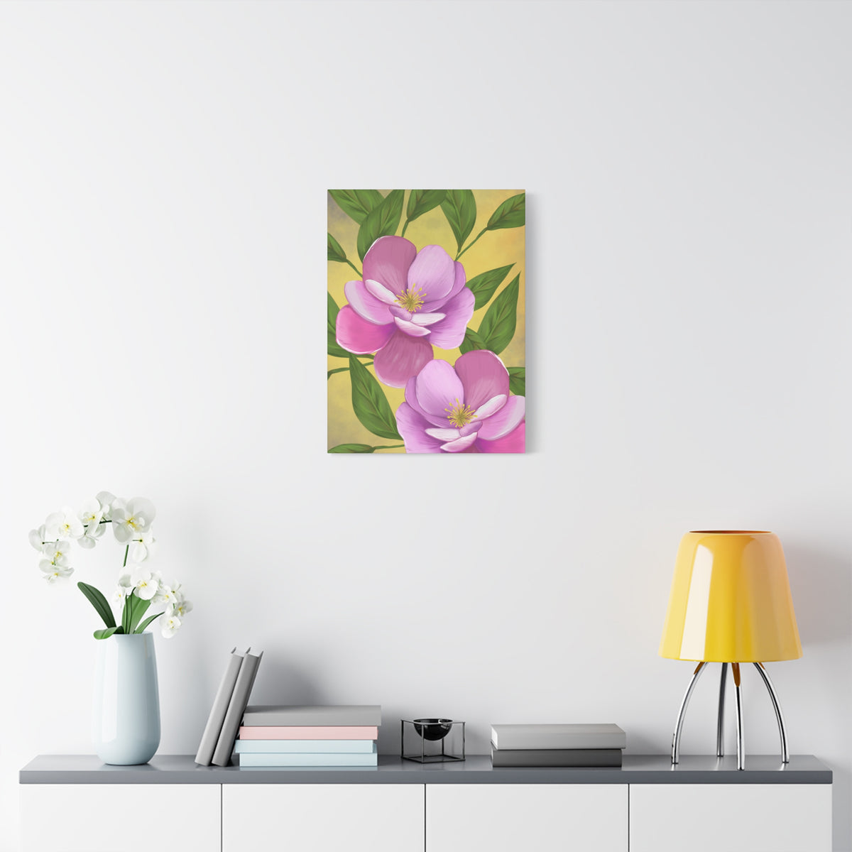 Matte Canvas, Stretched, 1.25" Tulips Pink and Purple Flowers
