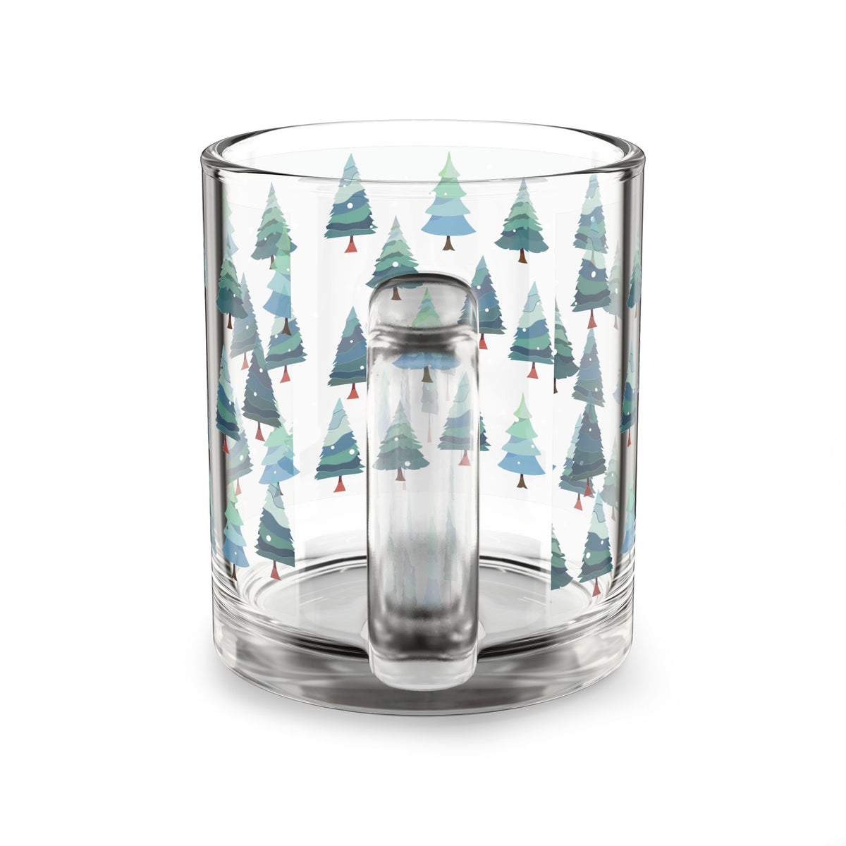 Festive Christmas Tree Glass Mug - Holiday Beverage Cup, Winter Gift, Coaster Companion, Hot Cocoa Mug, Seasonal Drinkware
