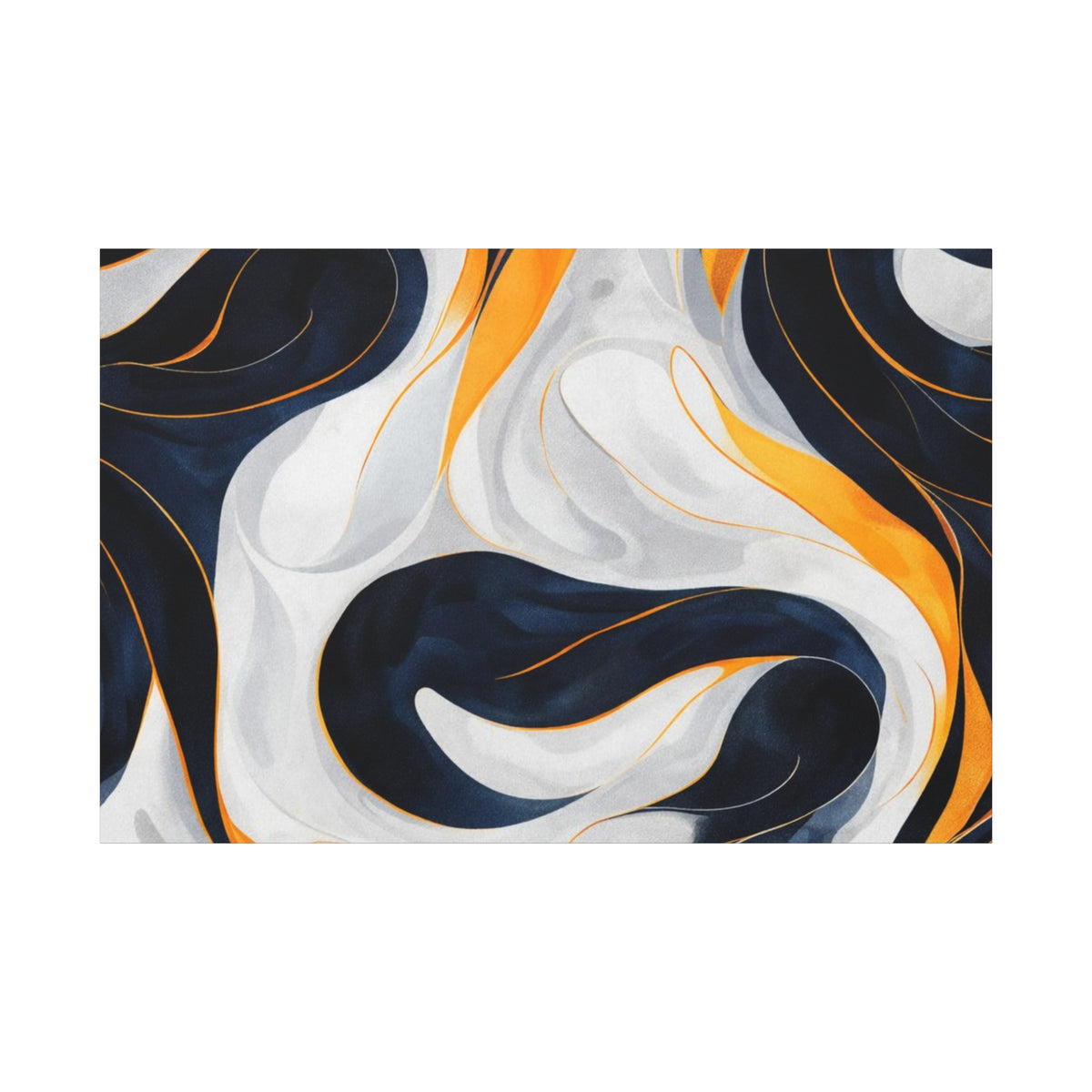 Abstract Navy & Gold Swirl Matte Canvas Wall Art
