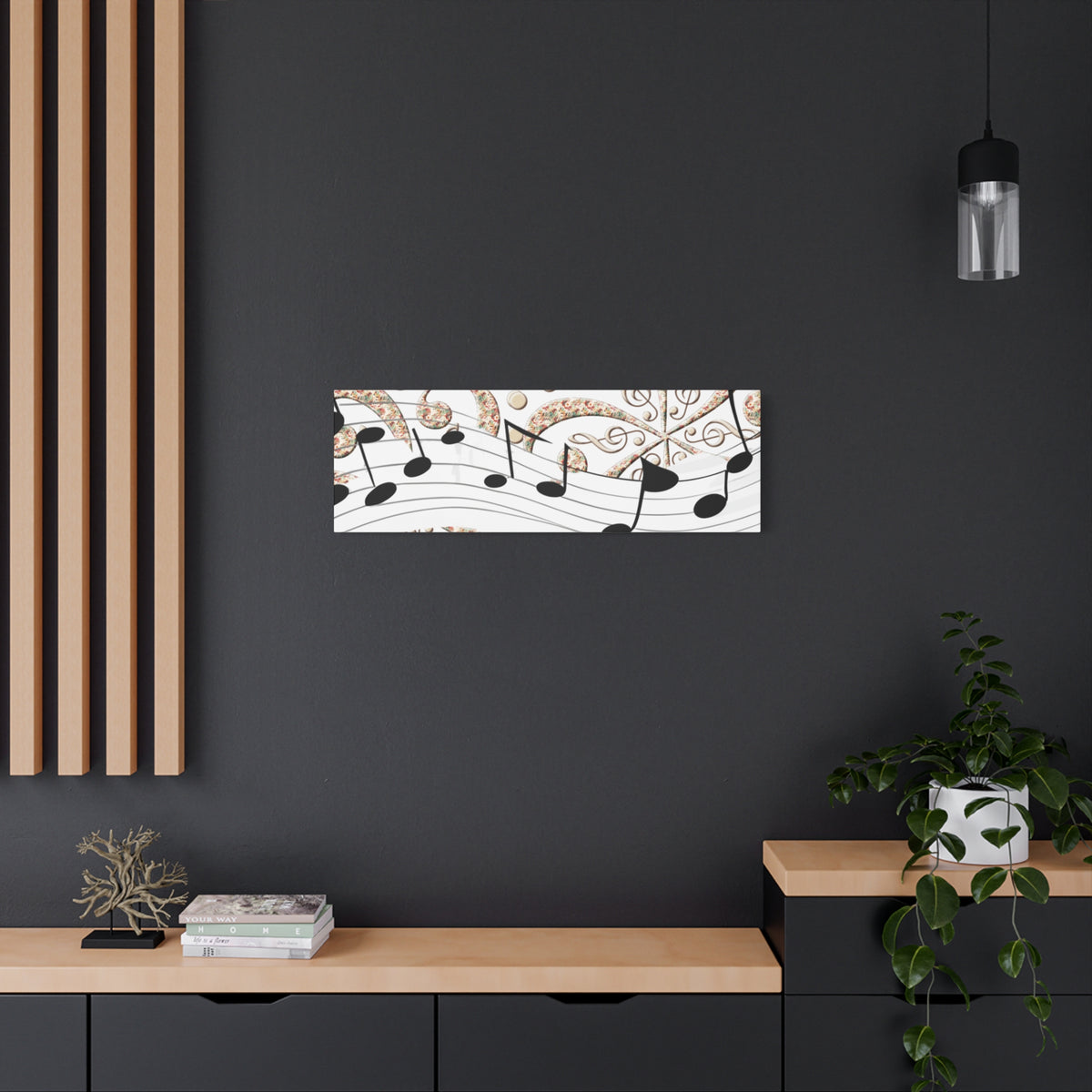 Musical Note Canvas Art, Floral Decor for Home, Music Lover Gift, Wall Art for Musicians, Unique Gift Idea