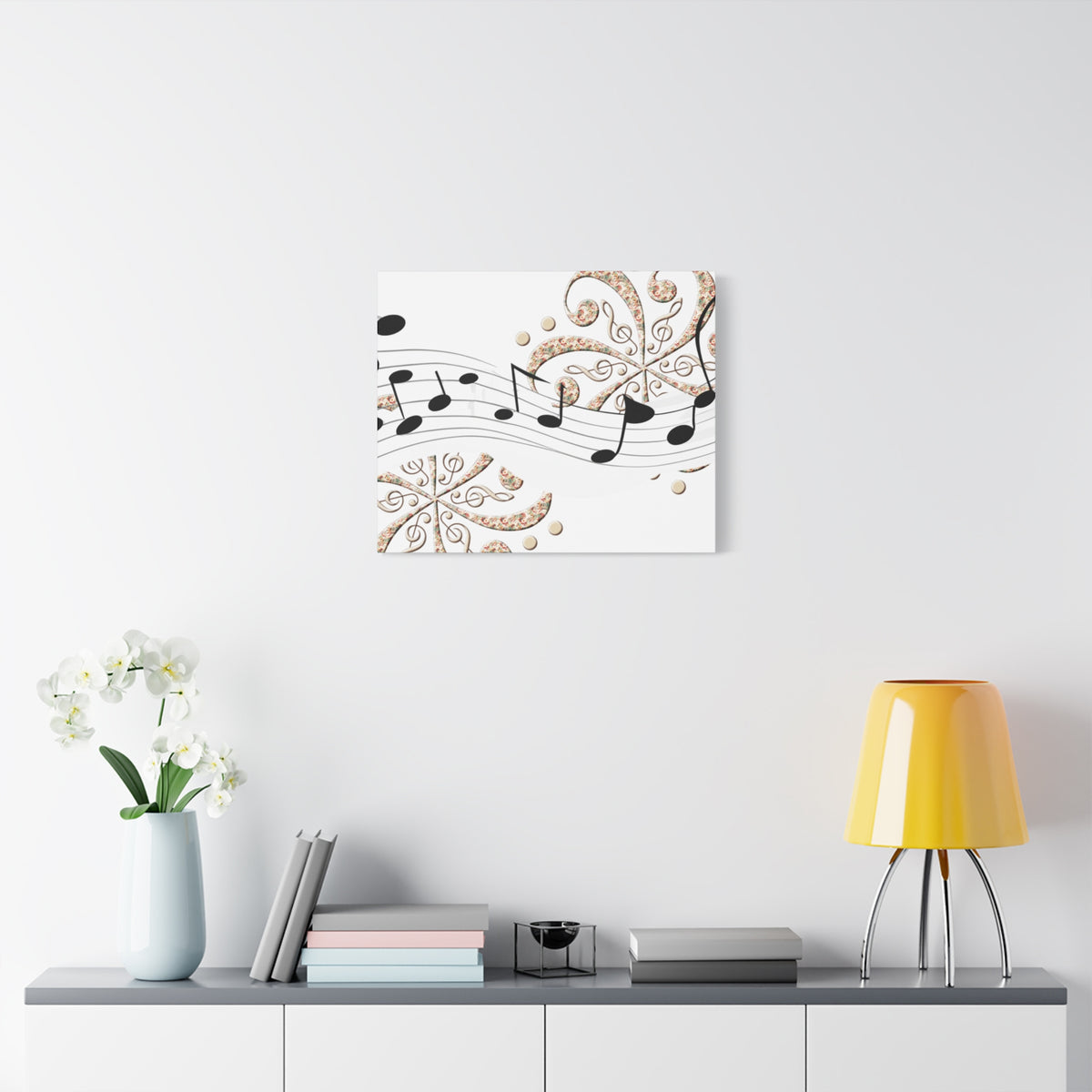 Musical Note Canvas Art, Floral Decor for Home, Music Lover Gift, Wall Art for Musicians, Unique Gift Idea