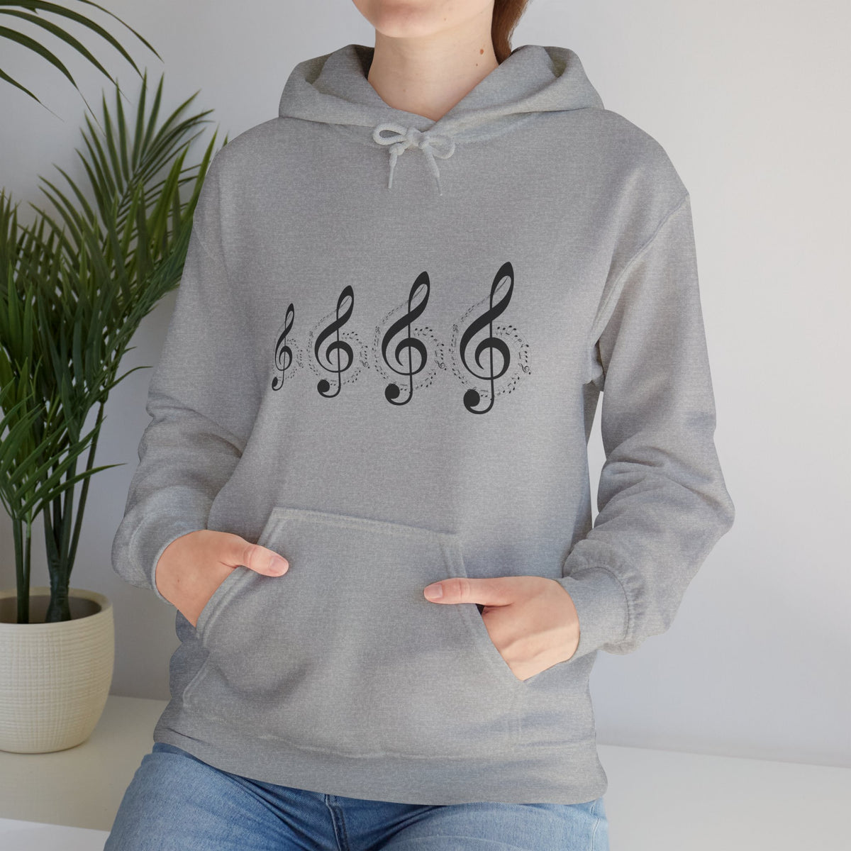 Treble Clef Hoodie – Minimal Music Note Graphic Sweatshirt for Musicians