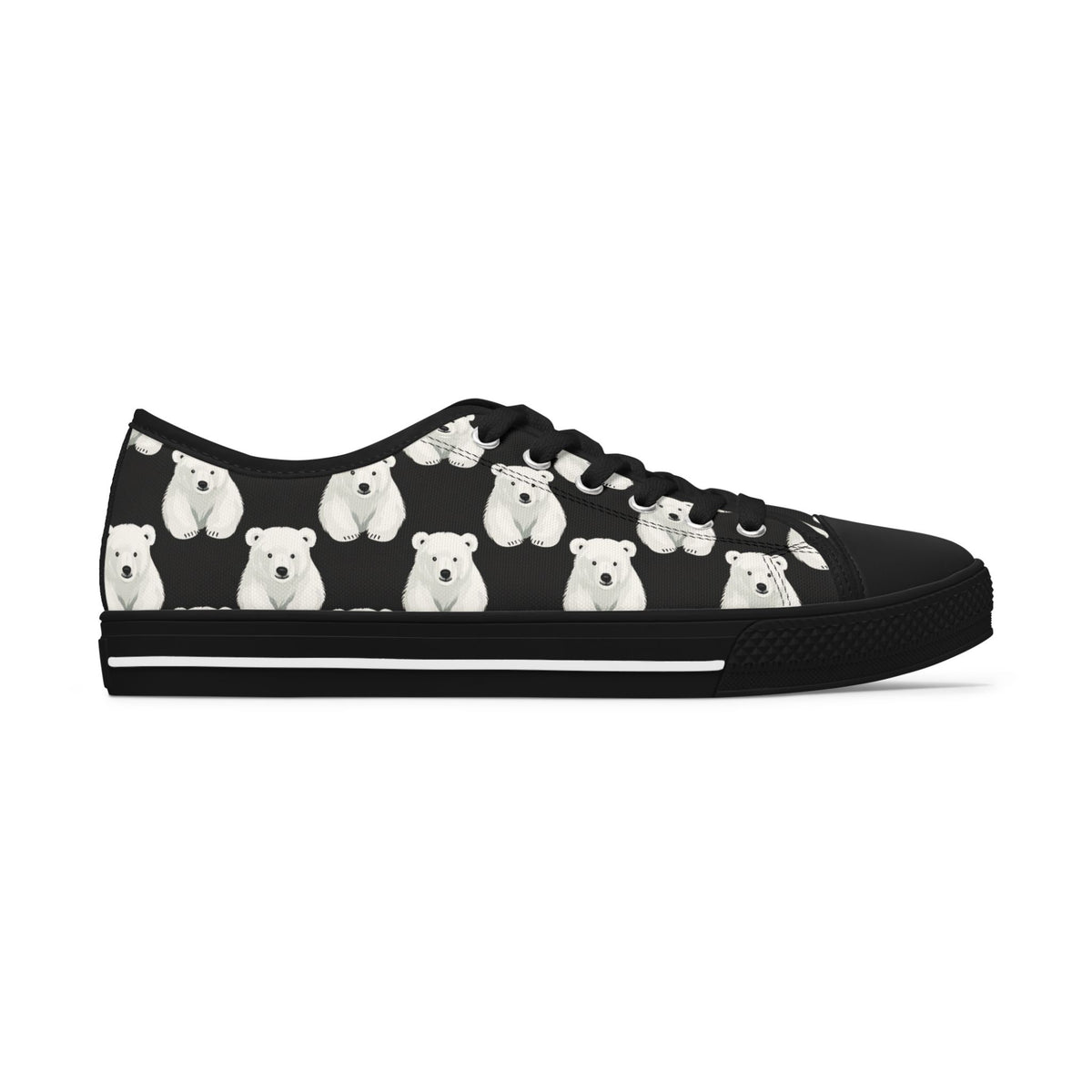 Polar Bear Pattern Low Top Sneakers — Cute Women's Canvas Shoes