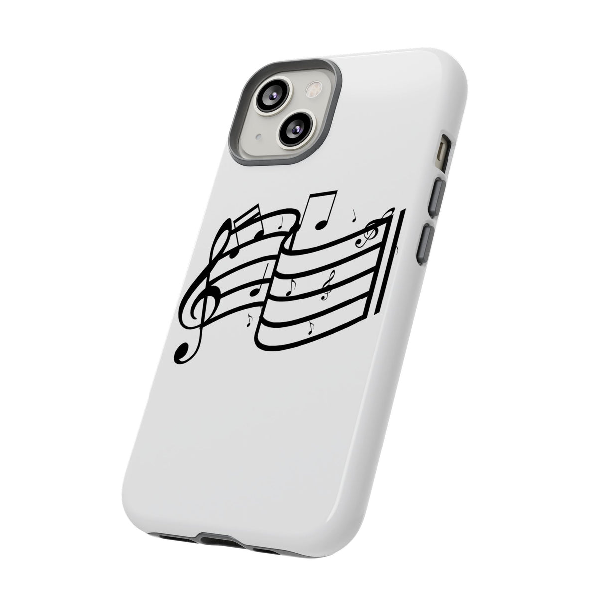 Musical Notes Phone Case — Black Treble Clef Music Staff Tough Case