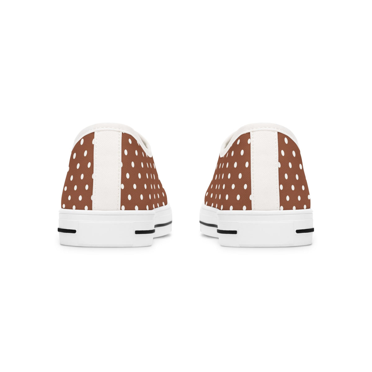 Brown Polka Dot Low Top Sneakers — Casual Retro Canvas Shoes