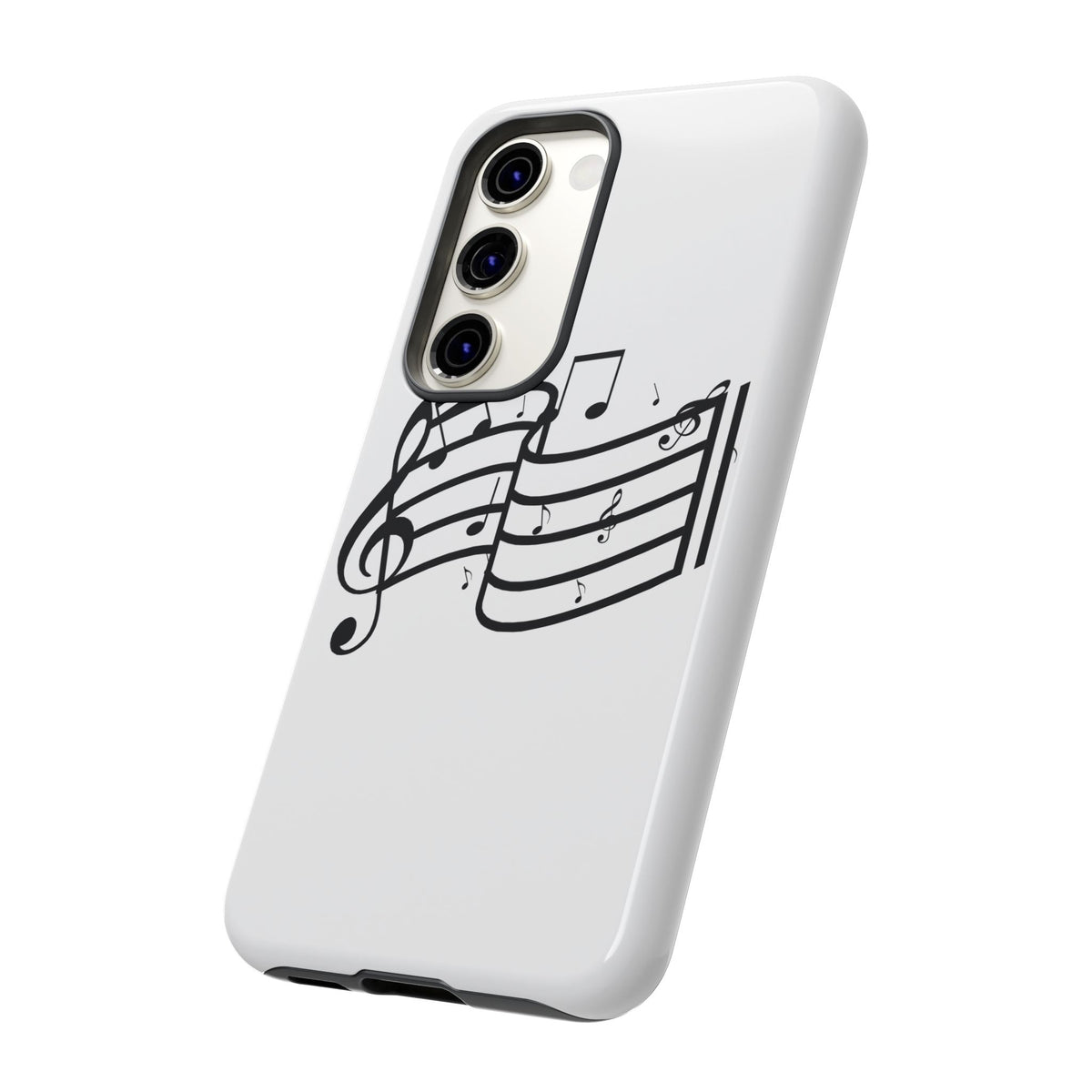 Musical Notes Phone Case — Black Treble Clef Music Staff Tough Case