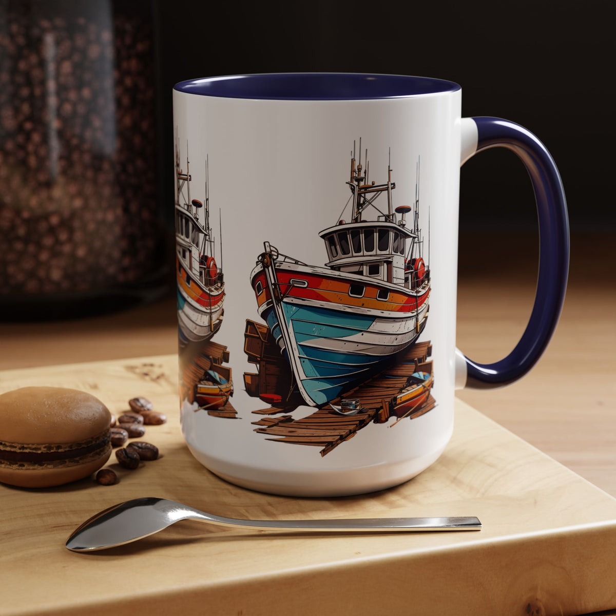 Nautical Accent Coffee Mug | Perfect for Boat Lovers, Sailor Gifts, Coastal Decor, Unique Gift Idea, Custom Artwork Mug