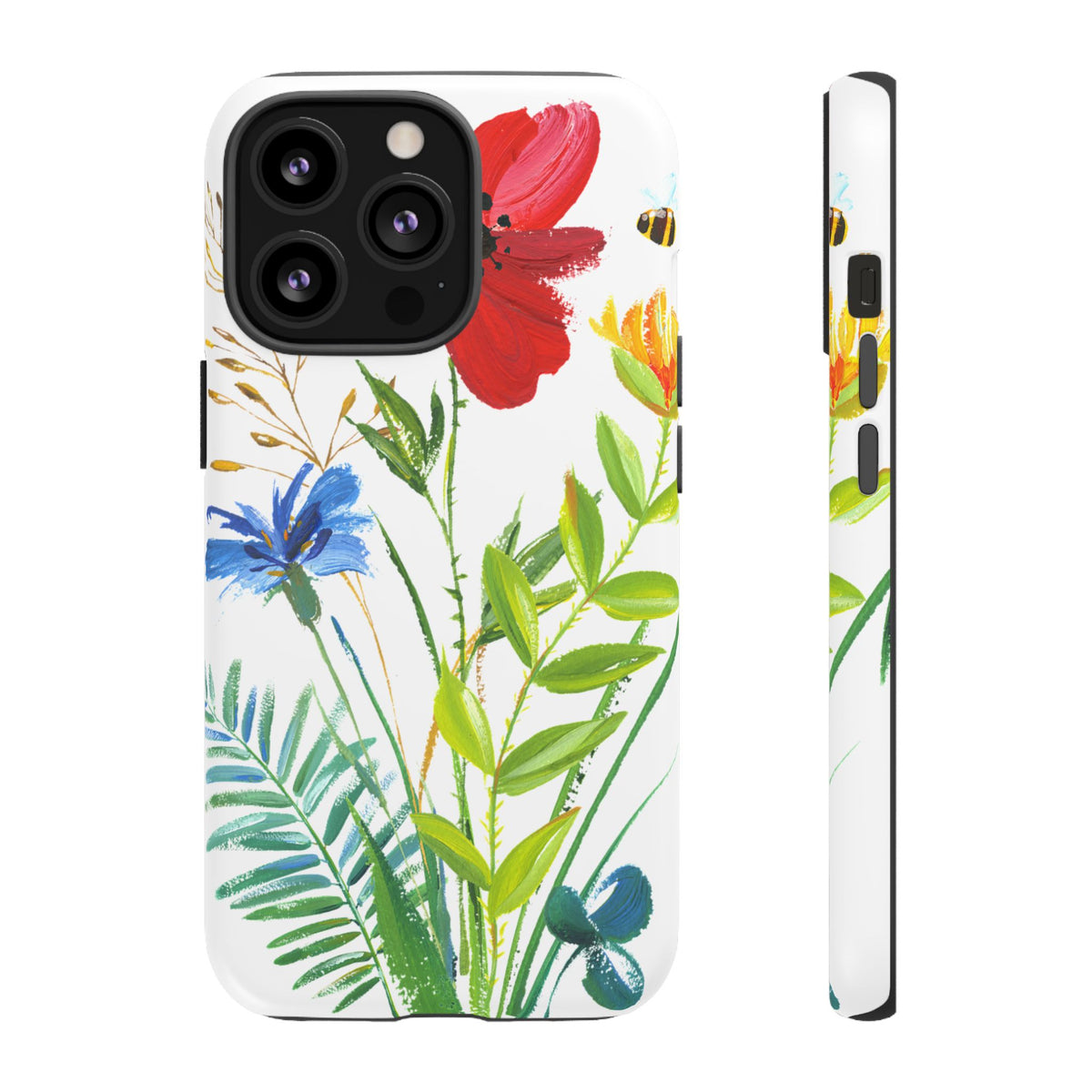 Floral Watercolor Tough Phone Case — Wildflower Bouquet Protective Cover