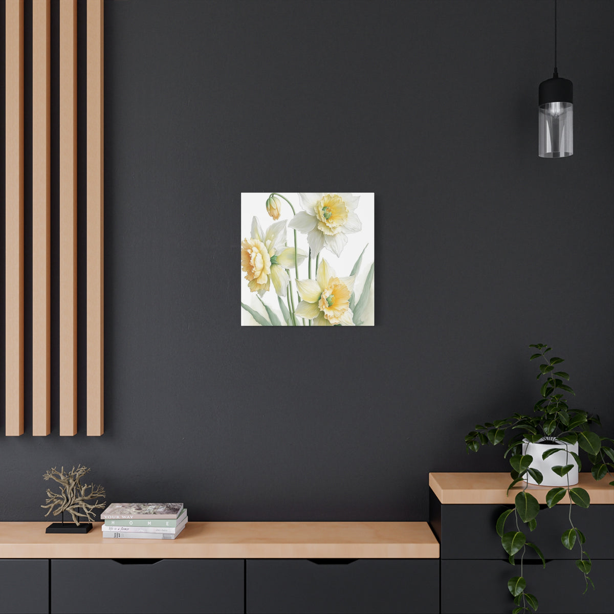 Matte Canvas, Stretched, 1.25" beautiful flowers white and yellow.
