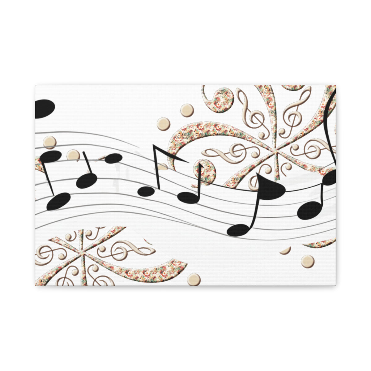 Musical Note Canvas Art, Floral Decor for Home, Music Lover Gift, Wall Art for Musicians, Unique Gift Idea