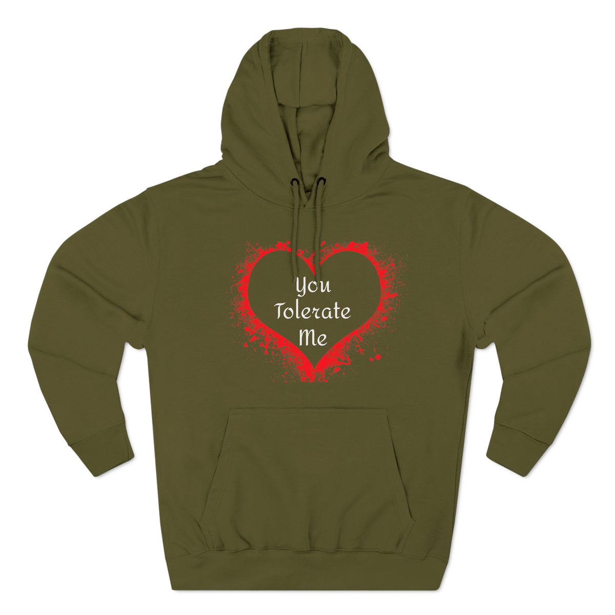Heart Splash Hoodie — "Love Tolerate Me" Graphic Pullover