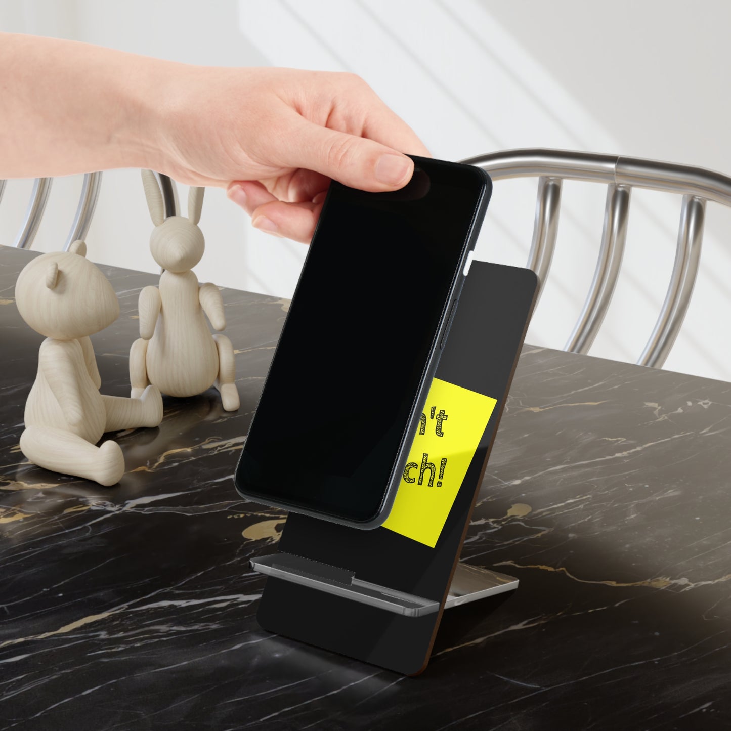 Phone Stand — 'Don't Touch!' Acrylic Mobile Display Stand