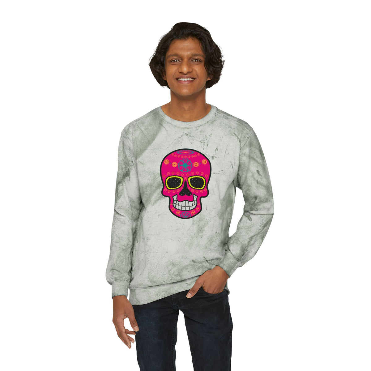 Vibrant Sugar Skull Sweatshirt, Festival Attire, Día de los Muertos
