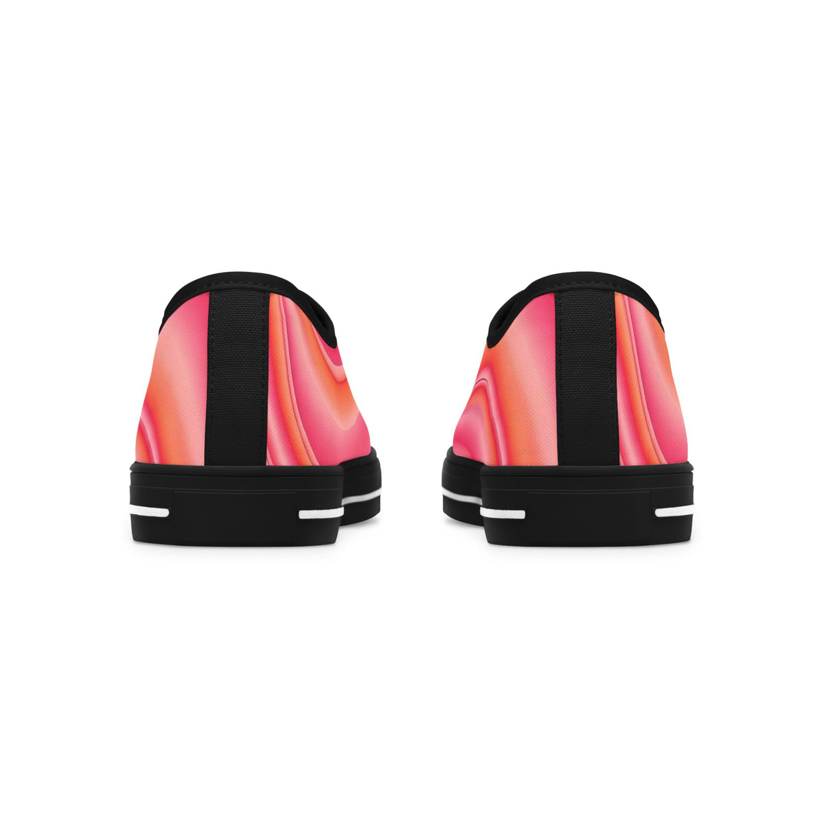 Women's Low Top Sneakers — Pink Retro Wave Swirl Casual Canvas Shoes