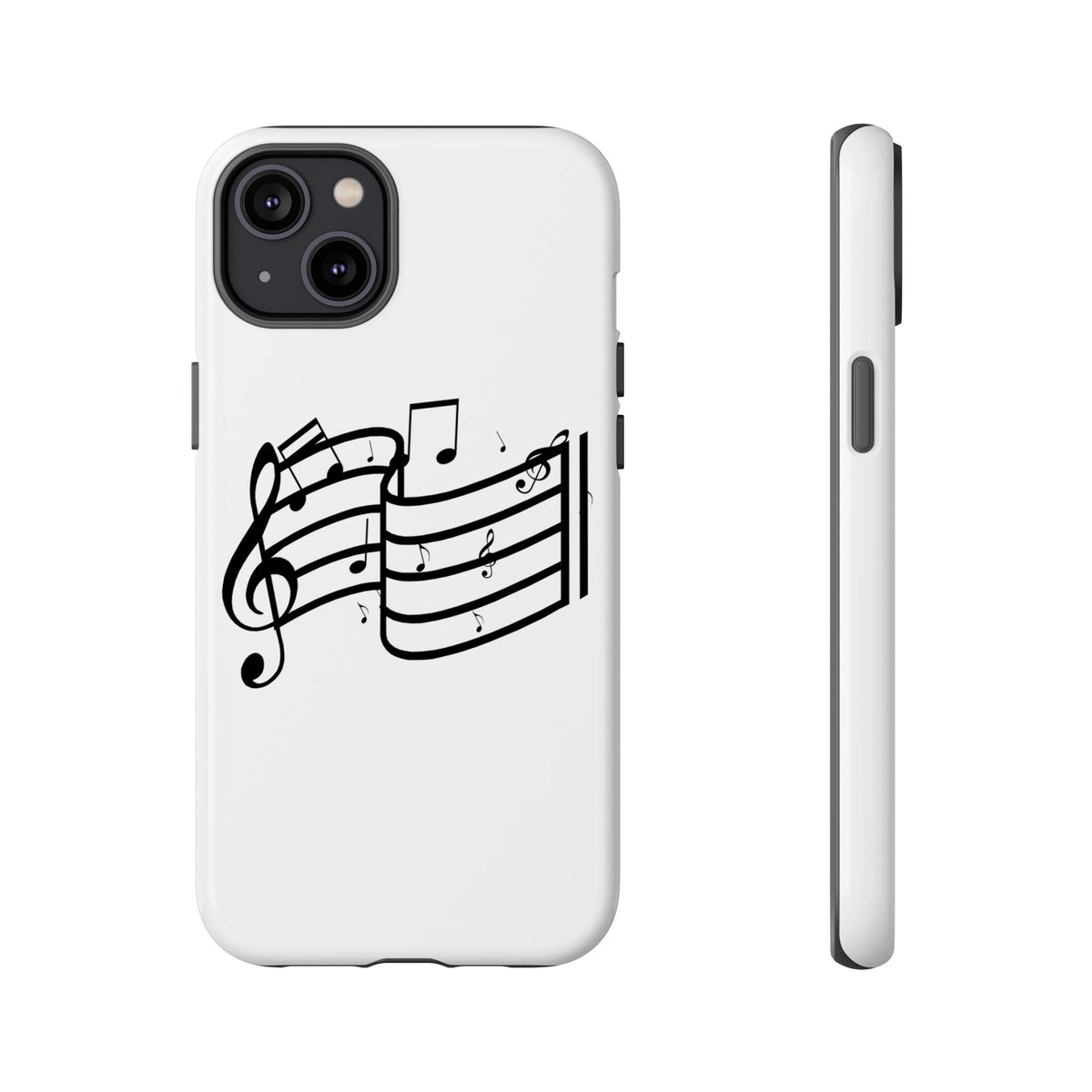Musical Notes Phone Case — Black Treble Clef Music Staff Tough Case