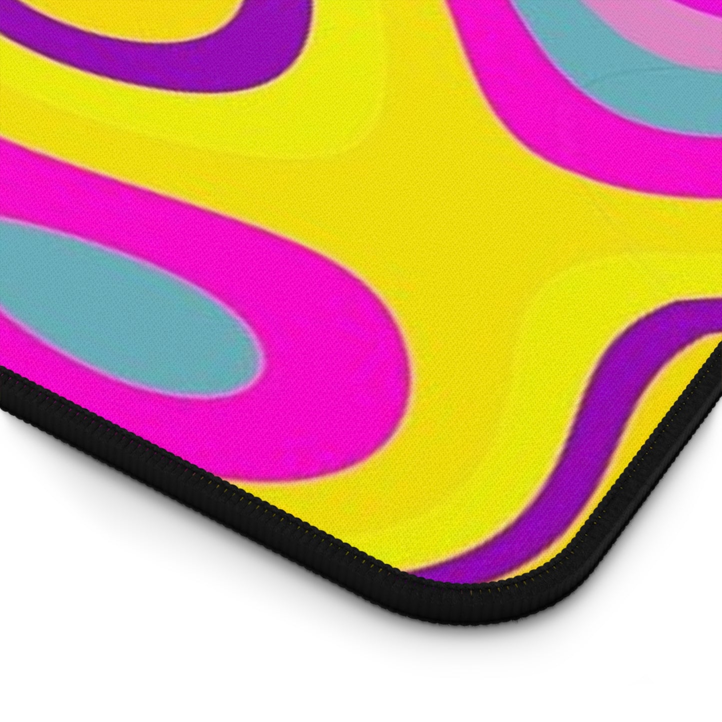 Psychedelic Swirl Desk Mat — Bright Retro Abstract Mouse Pad